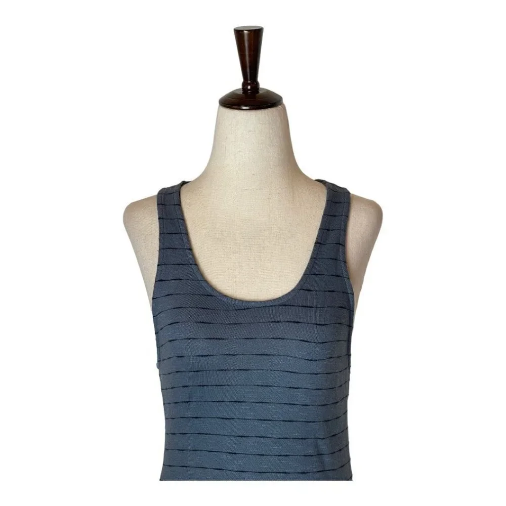 Monrow Blue Cotton Striped Sleeveless Scoop Neck Midi Tank Dress Size‎ S - Picture 5 of 10